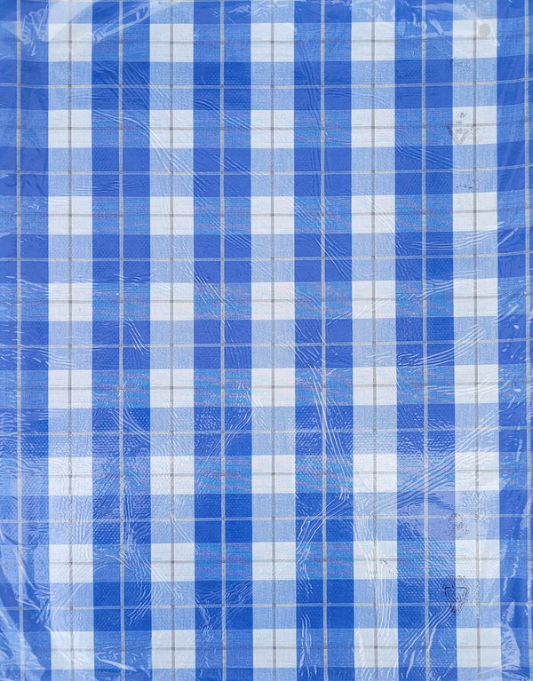 Wachstuch Tischdecke 140x140cm Quadrat kariert Blau / Weiß