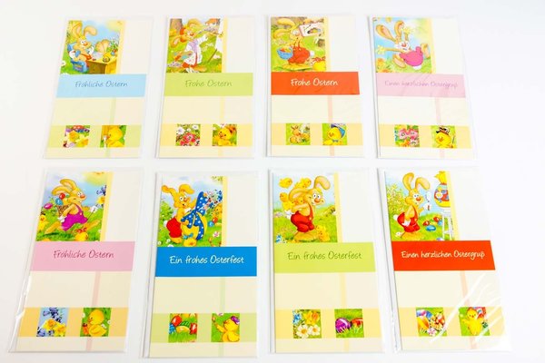 4er Set Osterkarte mit Umschlag Osterhase Ostergruß Karten
