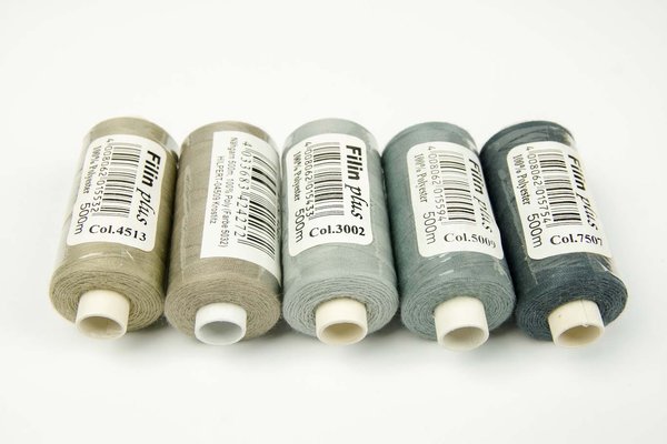 Nähgarn 500m-Grautöne Farbe Wählbar Reißfest-Polyester Allesnähgarn