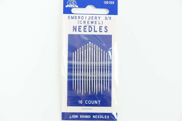 Nadelset-16 Stück-LION Needles Größe 3-9 Sticknadeln Handnähnadeln