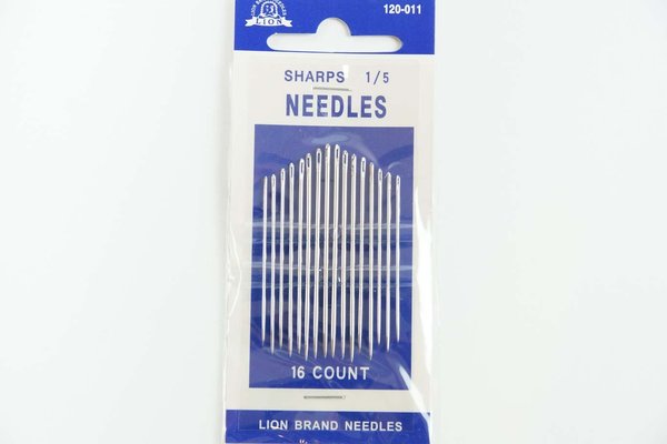 Nadelset-16 Stück-LION Needles Größe 1-5 Sticknadeln Handnähnadeln