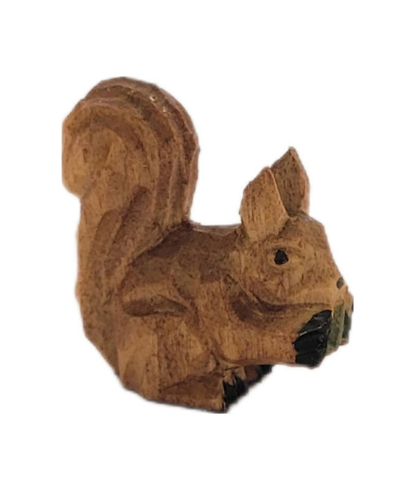 Eichhörnchen 2,5cm Holz Tier geschnitzt Miniatur-Herbstdeko
